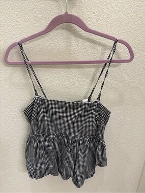 GAP Black & White Gingham Peplum Camisole